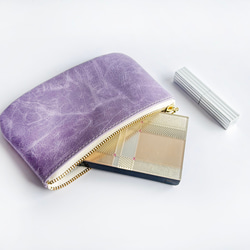 紫陽花カラー☆　軽くて柔らか　馬革のミニポーチ　（ミニ財布）　バッグインバッグ　 4枚目の画像