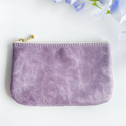 紫陽花カラー☆　軽くて柔らか　馬革のミニポーチ　（ミニ財布）　バッグインバッグ　 1枚目の画像