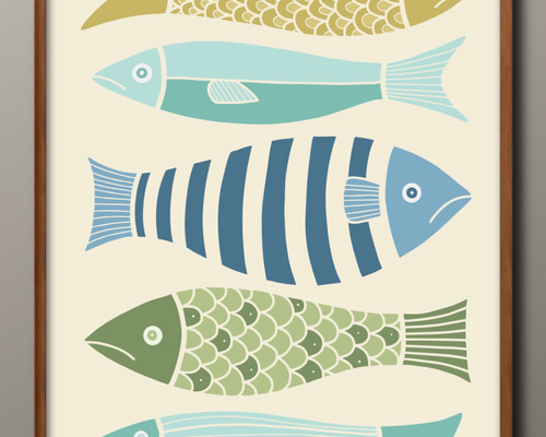ポスター アート 絵画『魚 フィッシュ モダン おしゃれ』北欧 A3