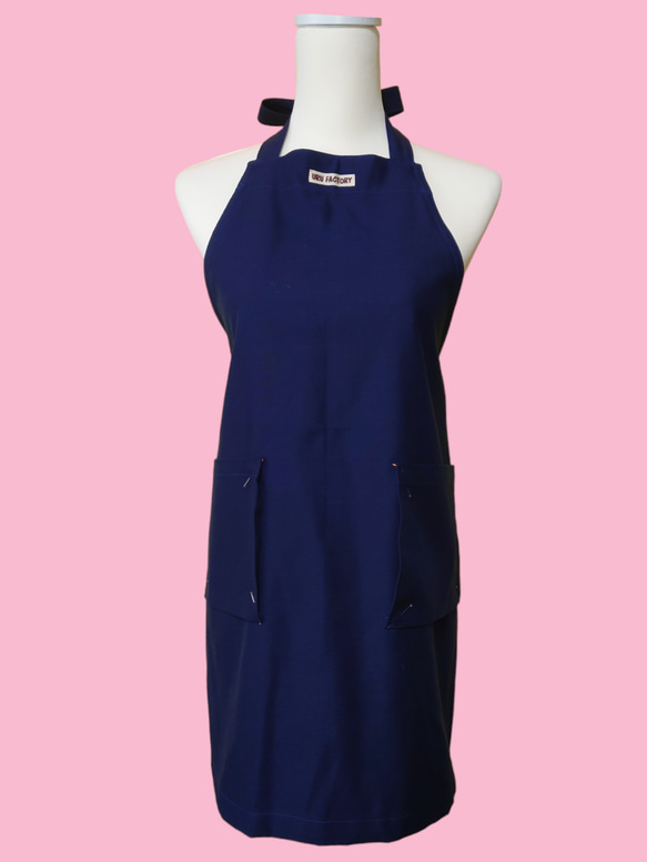 【選べる9色】URUベーシックエプロン｜首掛けタイプ（ネック）｜綿100%・フリーサイズ・ポケット付き 1枚目の画像