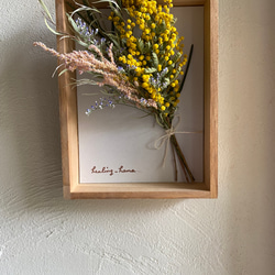 パネルに季節のお花を添えて*° ミモザ ドライフラワー 母の日 母の日のプレゼント 2枚目の画像
