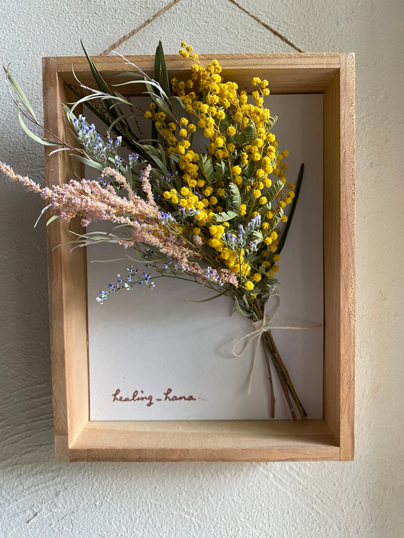 パネルに季節のお花を添えて*° ミモザ ドライフラワー 母の日 母の日のプレゼント 3枚目の画像