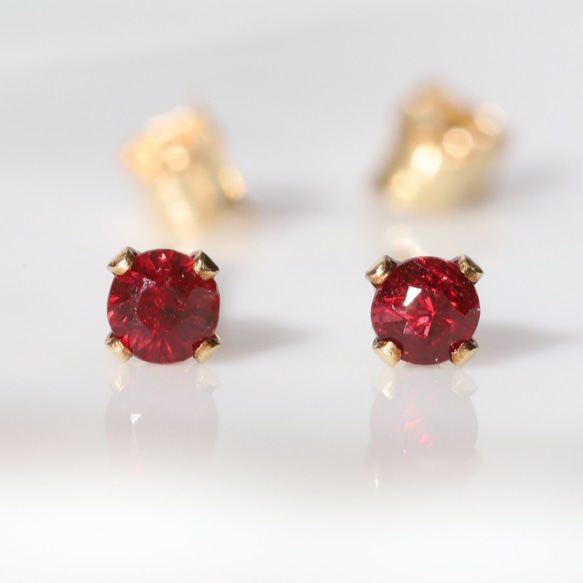 再販】『成功』レッドスピネル一粒ピアス◇残3mm/3.5mm売切れ