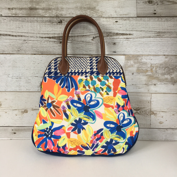 小さなボストンバッグ カラフルフラワー ボストンバッグ sugarbrown