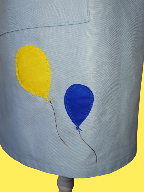 【選べる9色】風船のアップリケエプロン｜大きめポケット付き｜丈夫な綿素材｜ギフトにもおすすめ 7枚目の画像