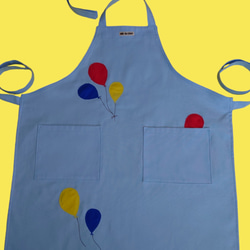 【選べる9色】風船のアップリケエプロン｜大きめポケット付き｜丈夫な綿素材｜ギフトにもおすすめ 2枚目の画像