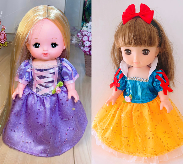 ソランちゃん服　めるちゃんの服　プリンセスニ着セット白雪ドレス&ラプンツェル 1枚目の画像