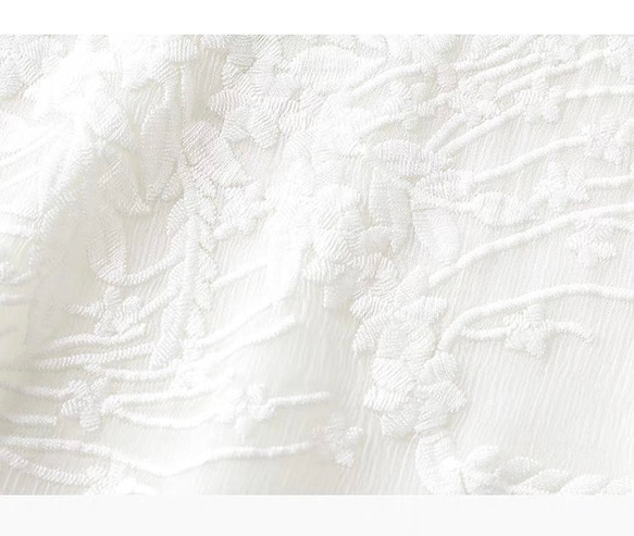 【ジョゼットシルク100%】刺繡生地　上品に透けるフェミニンブラウス【春秋夏】 9枚目の画像