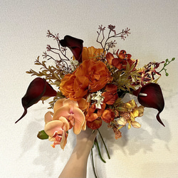 ♦︎送料無料♦︎ 韓国風 胡蝶蘭 カラー クラッチブーケ オレンジ系