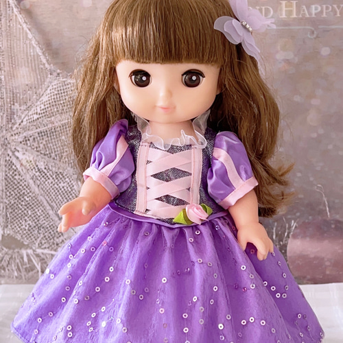 めるちゃん服 ソランちゃん服 プリンセスドレス 紫ドレス＆蝶々ピン