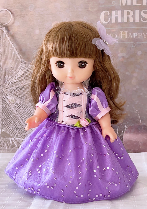めるちゃん服 ソランちゃん服 プリンセスドレス 紫ドレス&蝶々 めるちゃん服 ソランちゃん服 プリンセスドレス 紫ドレス&蝶々