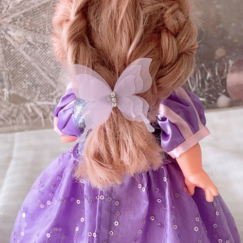 めるちゃん服 ソランちゃん服 プリンセスドレス 紫ドレス＆蝶々ピン