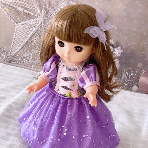 専用☆メルちゃんの服 紫花柄エプロンドレス セット e9af8f5548f92194e648a6c0f16457