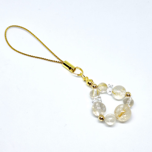 天然石＊ルチルクォーツ＊ストラップ＊キーホルダー＊チャーム