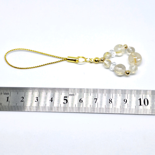 天然石＊ルチルクォーツ＊ストラップ＊キーホルダー＊チャーム