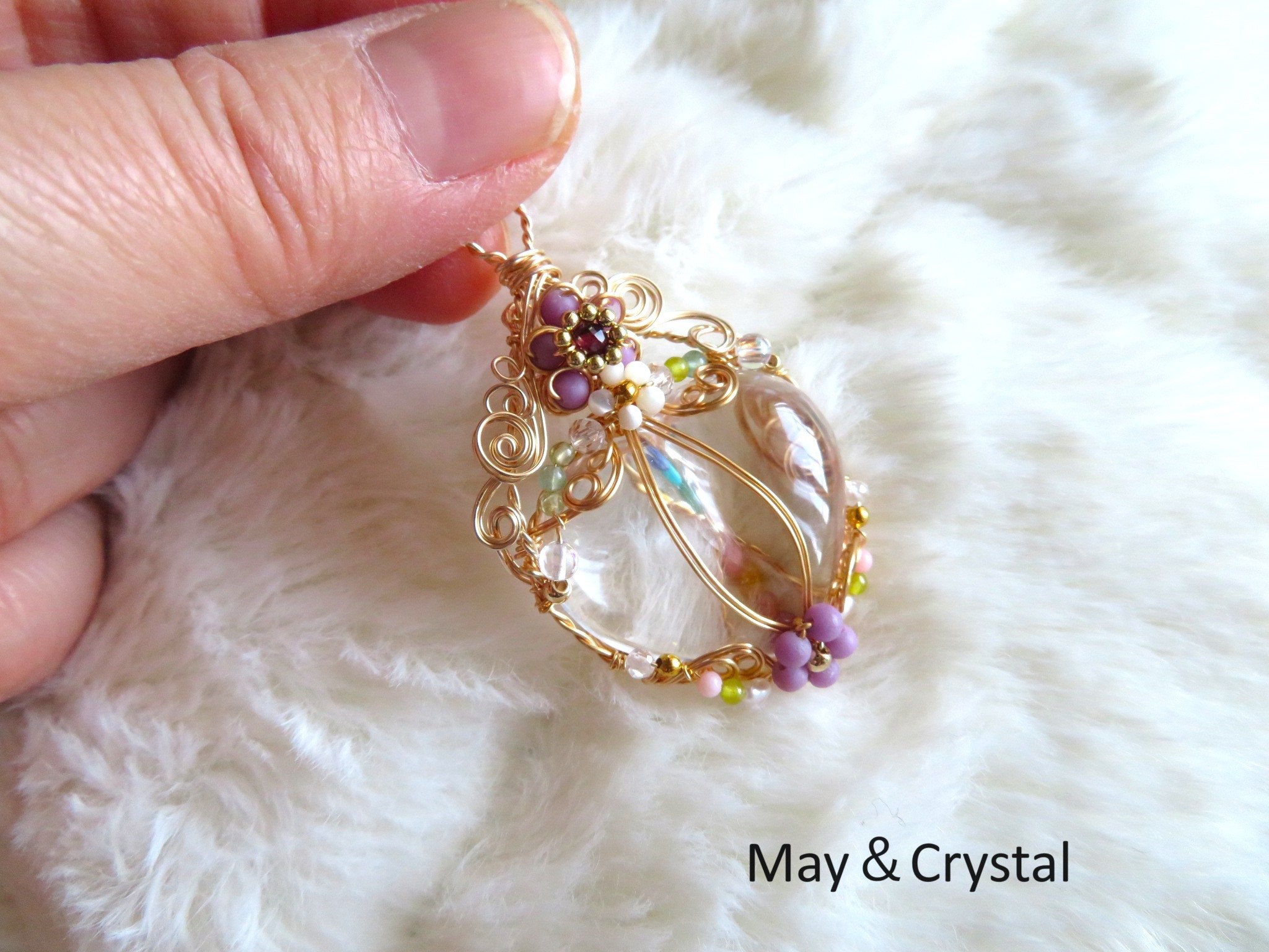 ハート型水晶の姫ジュエリーペンダント