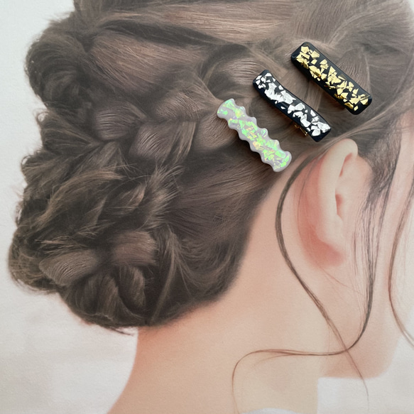 No.475 ヘアクリップB【シリコンモールド レジン モールド ヘアクリップ 2枚目の画像