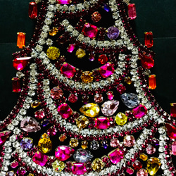 チェコガラス　ビンテージ　クリスマスツリー　ヴィンテージ　チェコ　ラインストーン 4枚目の画像