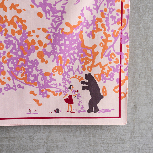 スクエアクロス〝木の葉装う〟/ギフトパッケージ＋ポストカード（45cmハンカチ ミニスカーフ バンダナ） 6枚目の画像