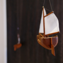 【在庫限り】木工模型ヨットモビール/ダークカラー@岩手発送 7枚目の画像