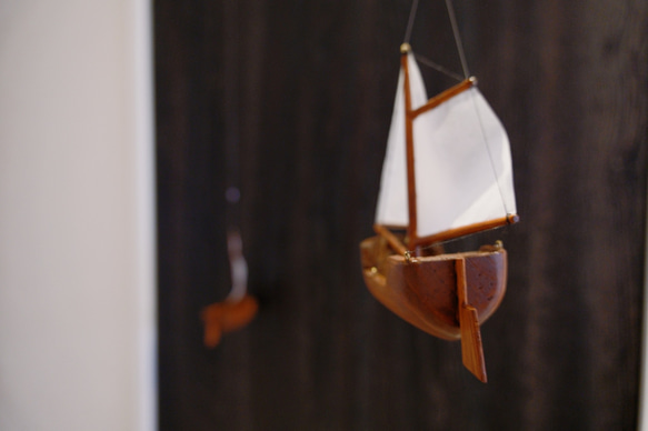【在庫限り】木工模型ヨットモビール/ダークカラー@岩手発送 7枚目の画像