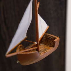 【在庫限り】木工模型ヨットモビール/ダークカラー@岩手発送 3枚目の画像
