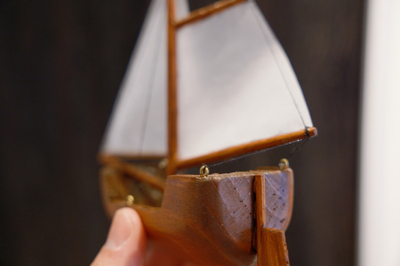 【在庫限り】木工模型ヨットモビール/ダークカラー@岩手発送 5枚目の画像