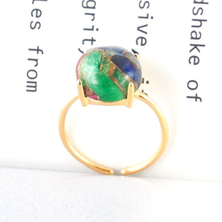 【アートなトルマリン A 】天然石 大粒 SILVER925 指輪 リング フリーサイズあり 青 緑 赤 9枚目の画像