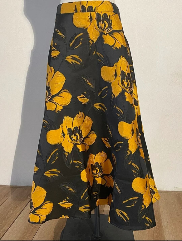 スカート 黒 花柄 ハイウエスト ジャカード 気質 ファッション 新しい 春 秋 [0004] 9枚目の画像