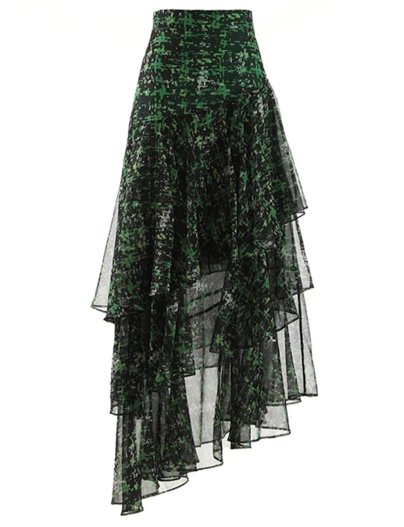 スカート プリント ジッパー メッシュ ホリデー ハイウエスト ファッション 春 夏 [0006] 2枚目の画像