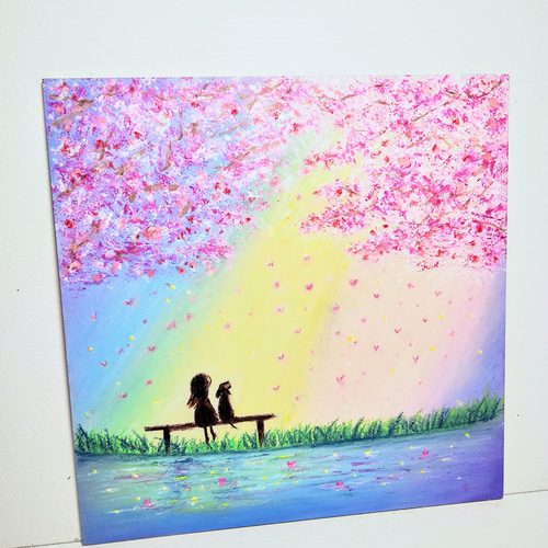 オイルパステル画　原画 薔薇咲く庭園 オイルパステル原画 A4サイズ 絵画 ゆうまめ 通販