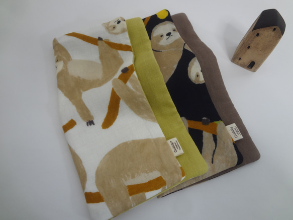 ナマケモノ*8*8重やわらかガーゼハンカチ*大2枚セット*ハンドメイド