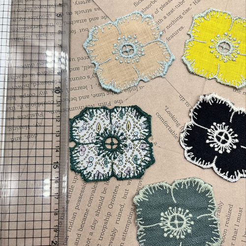 ミナペルホネン anemone アイロン接着 ワッペン アップリケ 6枚セット