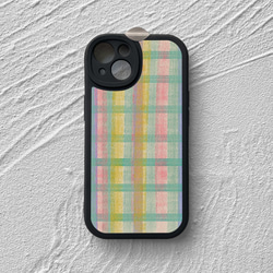 智慧型手機保護殼 兼容所有 iPhone 15/14/13/12/11 等型號 彩色格紋藝術 全包手機套 第5張的照片