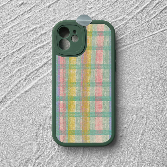 智慧型手機保護殼 兼容所有 iPhone 15/14/13/12/11 等型號 彩色格紋藝術 全包手機套 第4張的照片