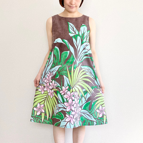 フラダンス ハワイアン リゾートワンピース プルメリア南国 L