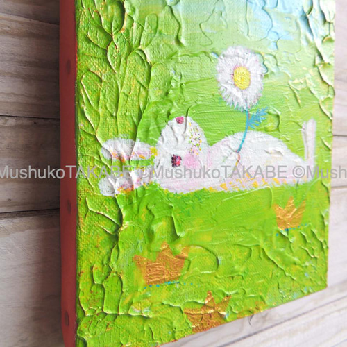 うさぎと花] #アート #絵 #原画 #エネルギーチャージ 絵画