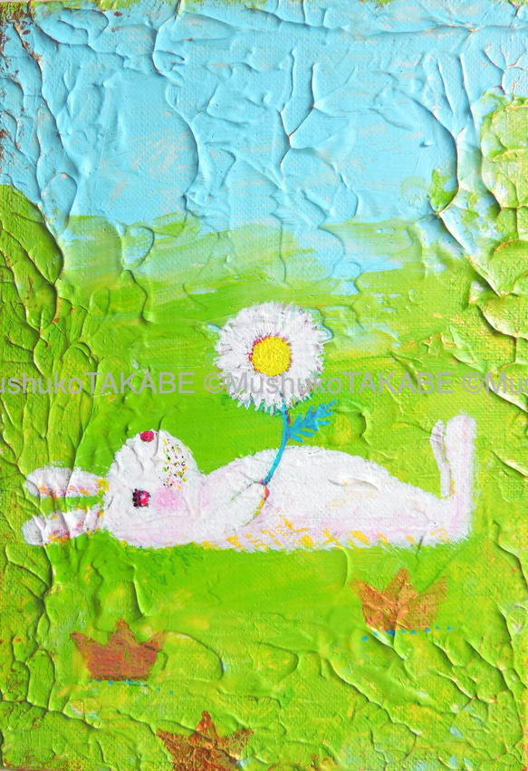 【兔子與花】#藝術#繪畫#原畫#能量充能 第1張的照片