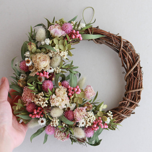 バラ☆ラナンキュラスのドライフラワーリース バラ☆ラナンキュラスのドライフラワーリース 【公式通販】