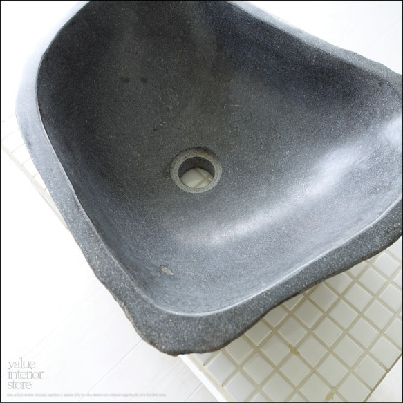 手洗鉢 自然石 洗面ボウルL-10 洗面器 手洗いボウル 天然石 ウォッシュボウル 洗面資材 洗面材料 送料込 3枚目の画像