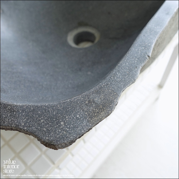 手洗鉢 自然石 洗面ボウルL-10 洗面器 手洗いボウル 天然石 ウォッシュボウル 洗面資材 洗面材料 送料込 2枚目の画像