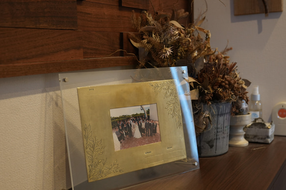 ゲスト参加型　真鍮フォト結婚証明書 ウェディング 結婚式（送料無料） 2枚目の画像