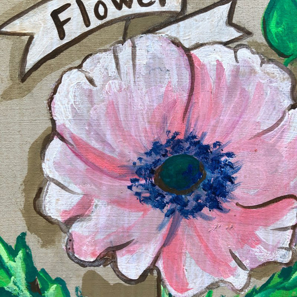 「Flower」F0サイズ アート作品 原画 徳島洋子作品 アクリル画 花 7枚目の画像