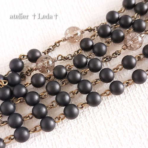 中華のおせち贈り物 ☆マットオニキス Onyx ~Matte ロザリオ☆ クラッククォーツ & ネックレス・ペンダント
