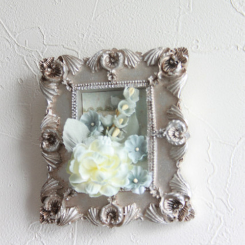 アンティーク アートフラワーフレーム ハンドメイド Wall Art アンティーク調ミニフレーム☆アートフラワー＜Blue＞ アート