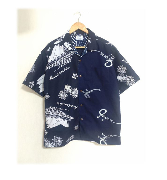 17 男士開領襯衫 Aloha 襯衫 大尺寸 2 種浴衣布料 滯銷浴衣布料 1 件短袖夏季 第1張的照片