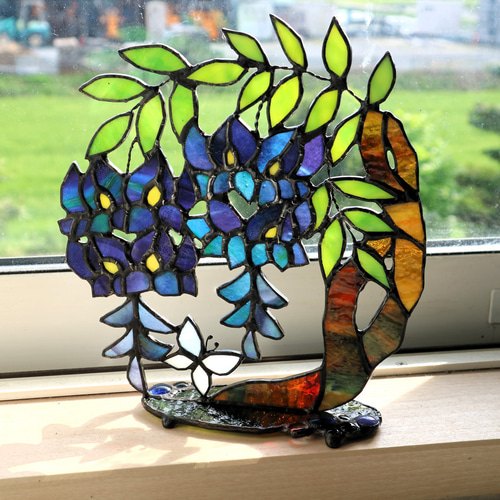 ステンドグラス・藤の花のサンキャッチャー2 その他インテリア雑貨