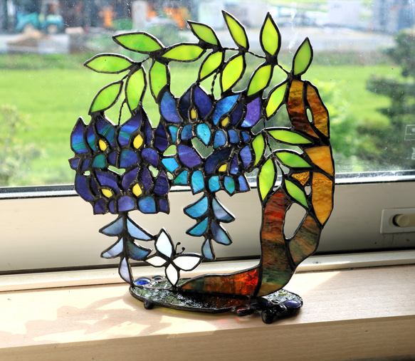 早割切符 ステンドグラス・藤の花のサンキャッチャー2 その他インテリア フロアスタンド