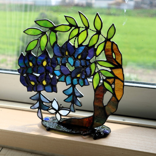 ステンドグラス・藤の花のサンキャッチャー2 その他インテリア雑貨