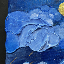 テクスチャーアート・アクリル画「星降る夜に」原画販売 6枚目の画像
